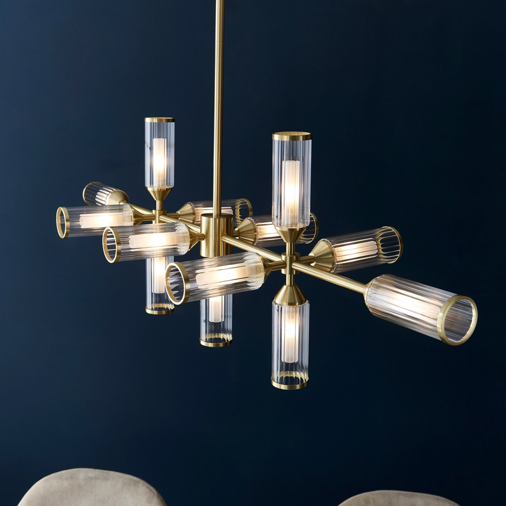 Merano Trieste Clear Frosted Glass Satin Brass Plate Bar Pendant Ceiling Light Image 6