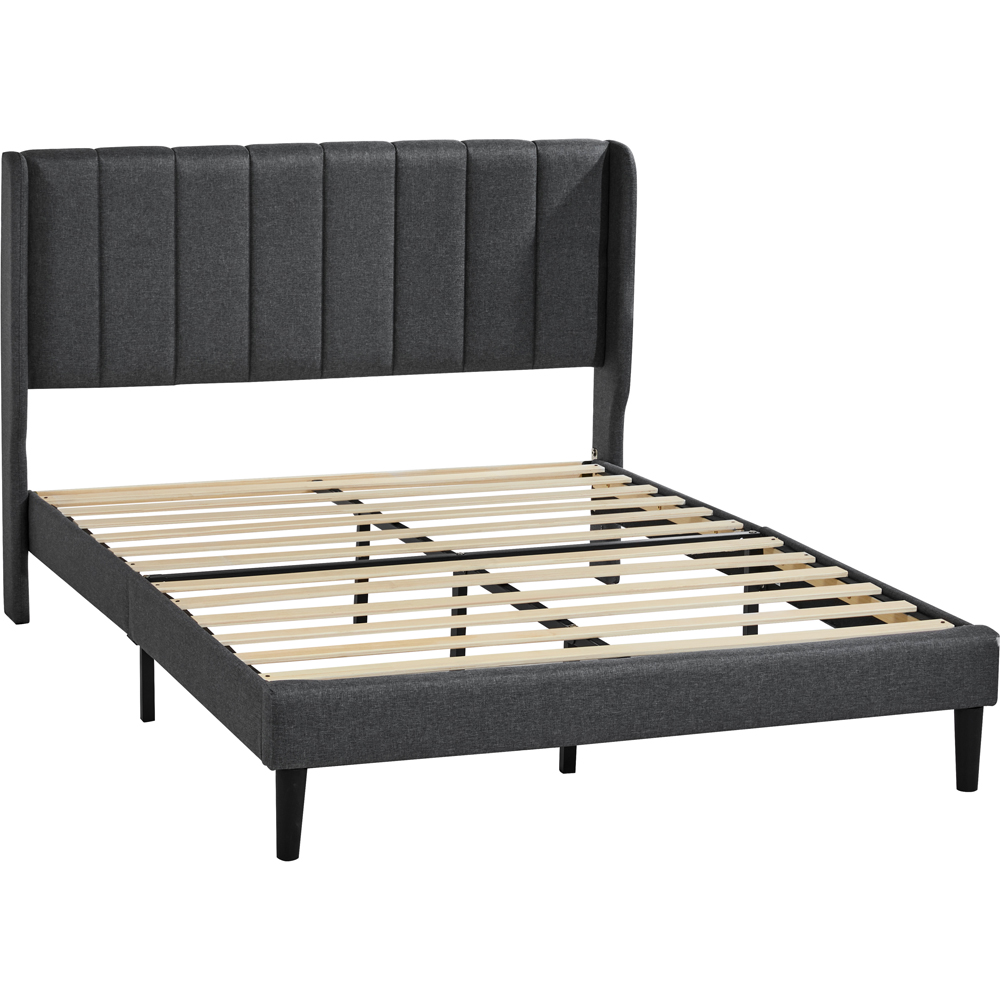 VIDA DESIGNS Vianna King Size Dark Grey Linen Fabric Bed with Memory Foam Bonnell Spring Mattress Image 2