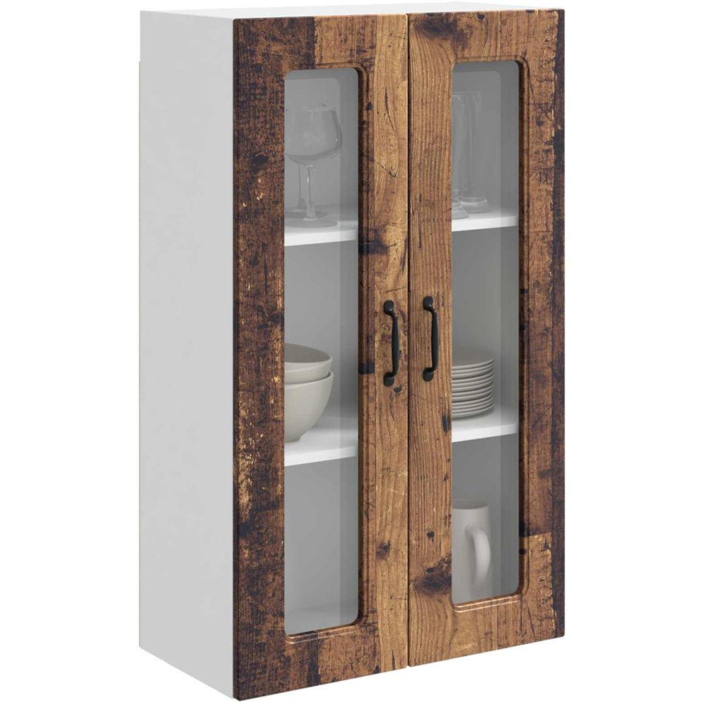 vidaXL 2 Glass Door Old Wood Kitchen Wall Cabinet Image 3