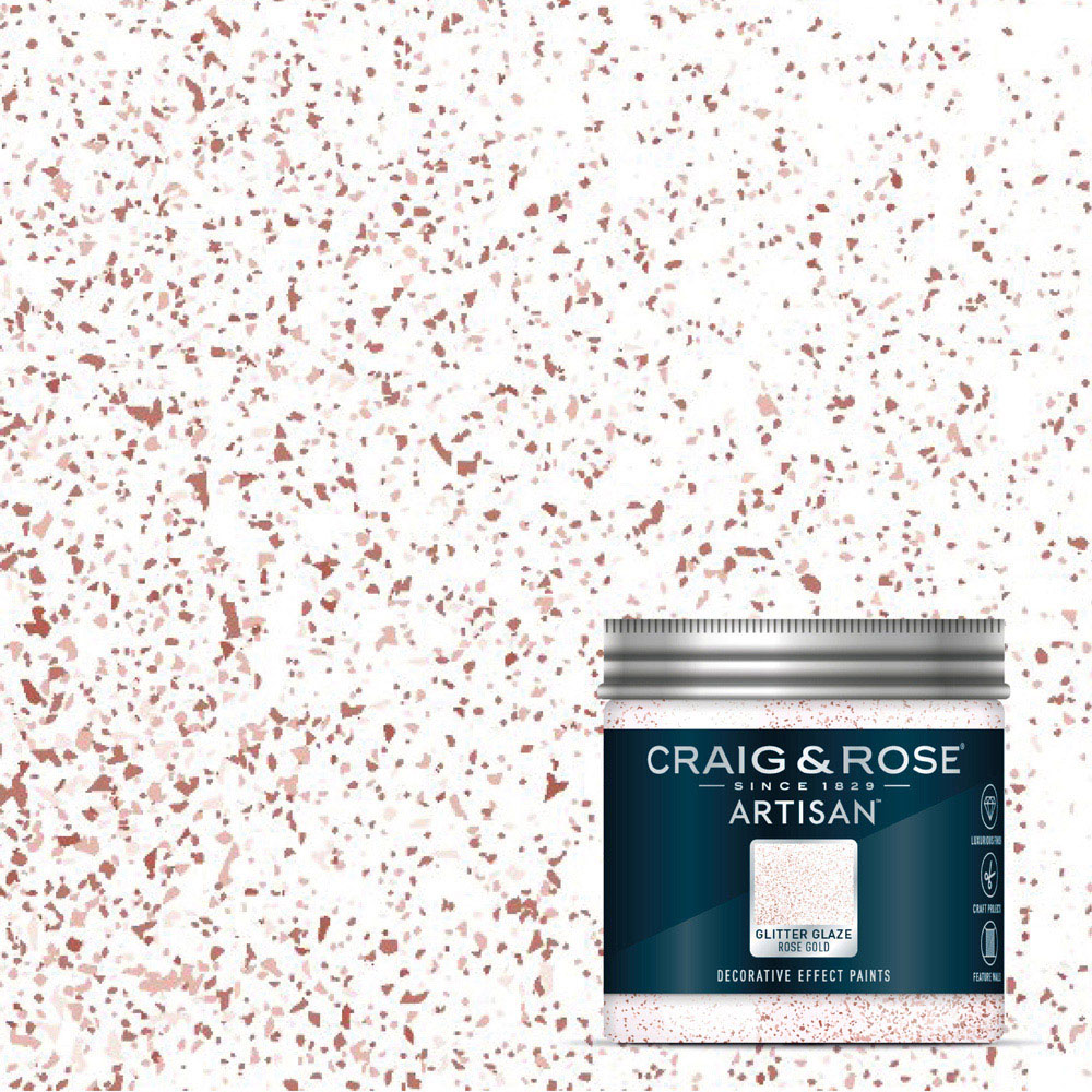 Craig & Rose Artisan Walls & Ceilings Glitter Glaze Rose Gold Paint 300ml Image 4
