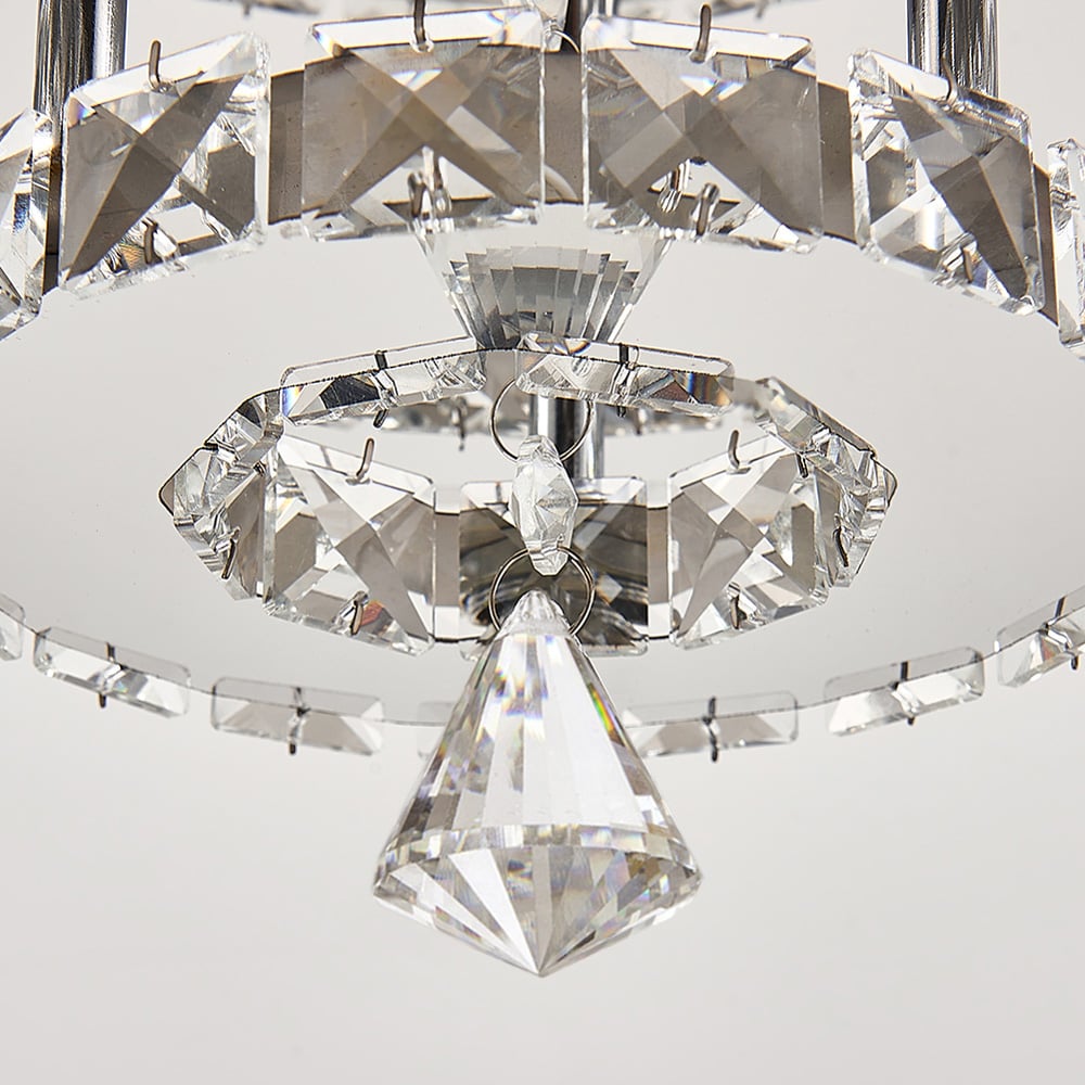 Living and Home 2 Tier Modern Crystal LED Ceiling Light Image 5