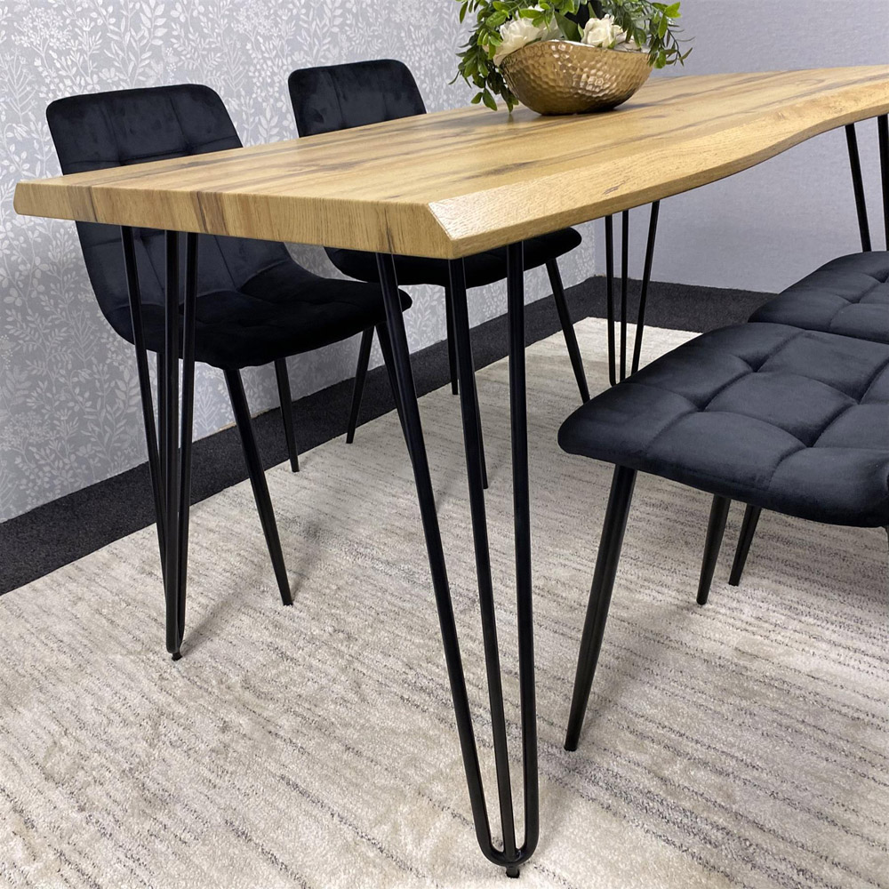 Kosy Koala 4 Seater Wood and Velvet Dining Set Black Image 5