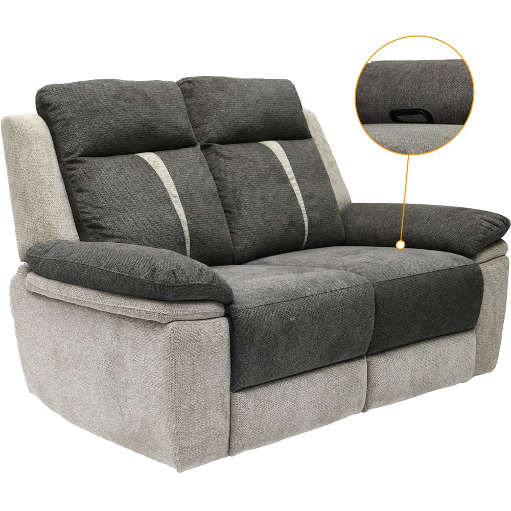 Comfy Living 2 Seater Grey Manual Recliner Sofa Image 4