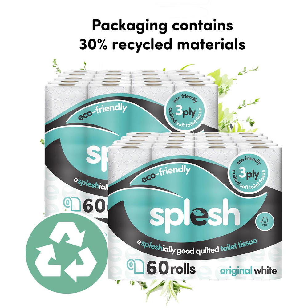 Splesh Quilted White Soft Toilet Tissue 120 Rolls 3 Ply Image 2