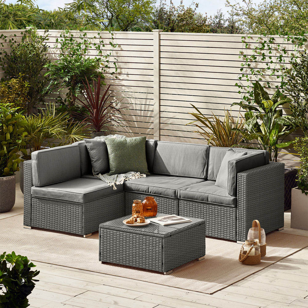 Furniturebox Windermere 4 Seater Grey Rattan Sofa Lounge Set Image 6