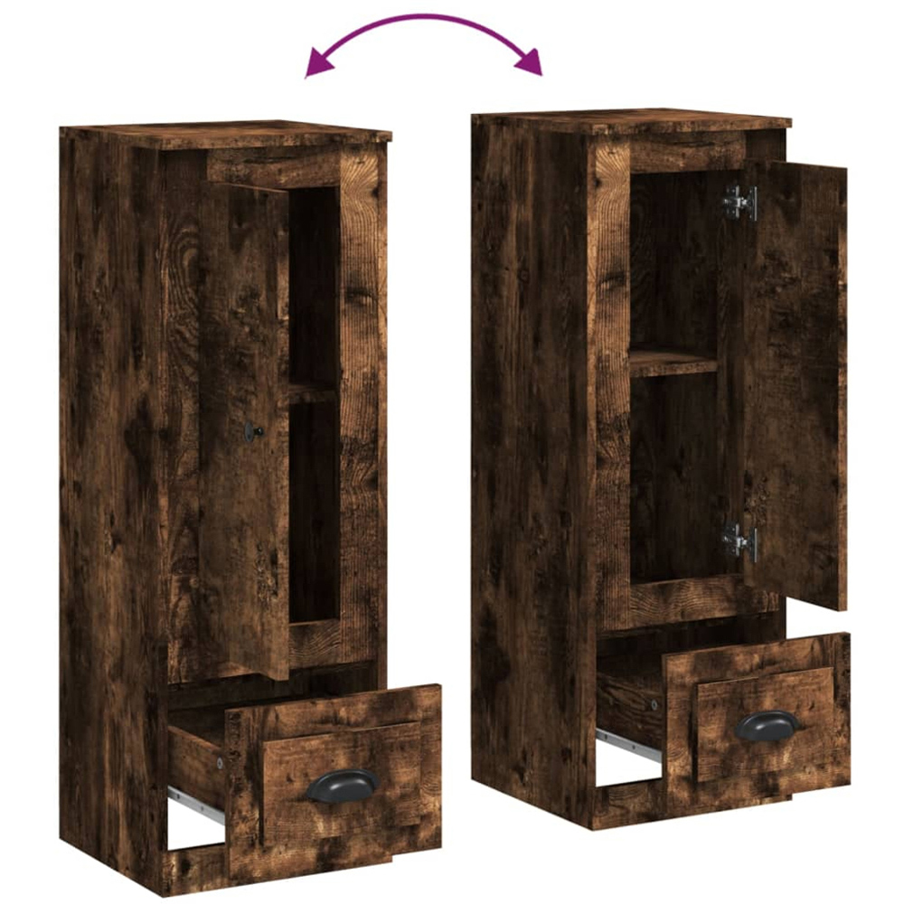 vidaXL Single Door Single Drawer Smoked Oak Highboard Image 6