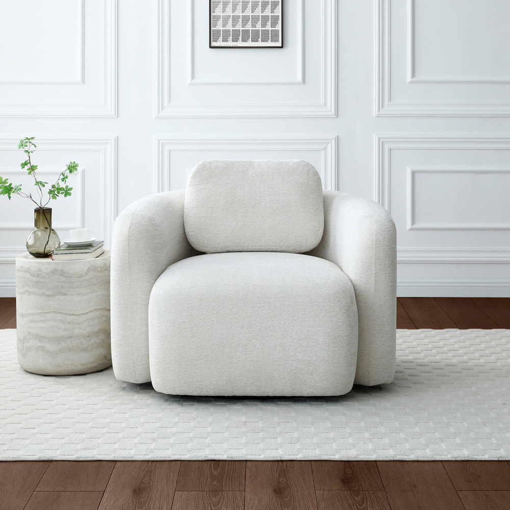 Molly Natural Soft Chenille Swivel Armchair Image 9
