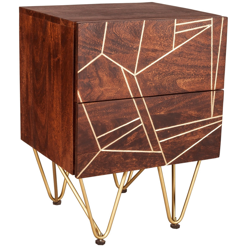 Brooklyn Ozella 2 Drawer Dark Gold Side Table Image 2