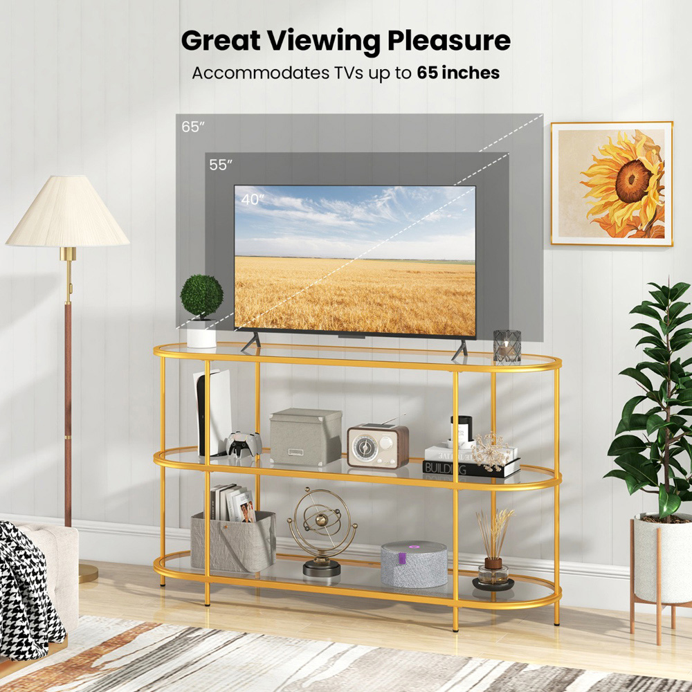 Costway 3 Tier Golden TV Stand Image 5