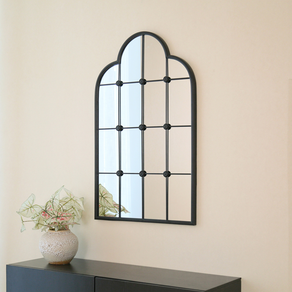 Charles Bentley Monaco Black Industrial Style Wall Mirror Image 2