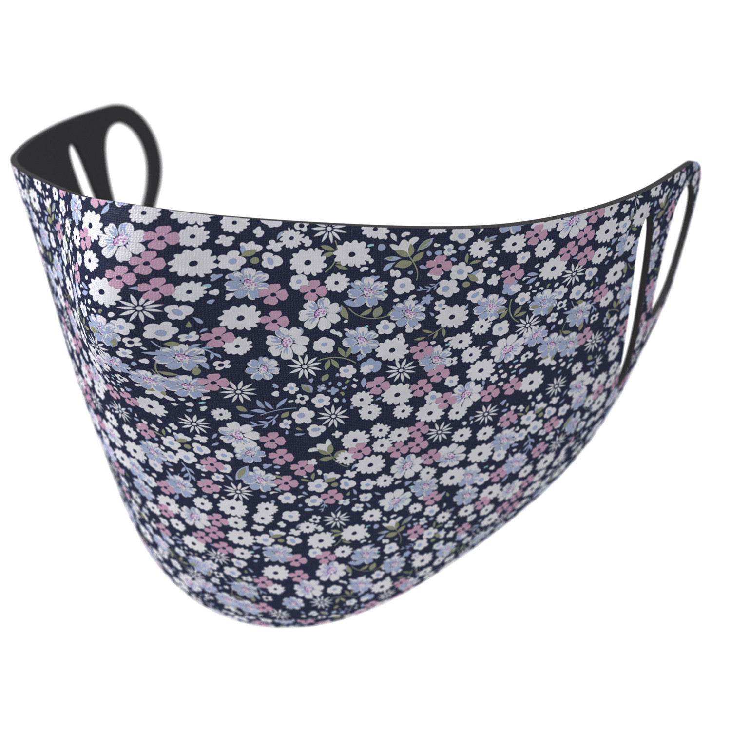 Pack of 2 Floral Fabric Face Masks Black Image 2