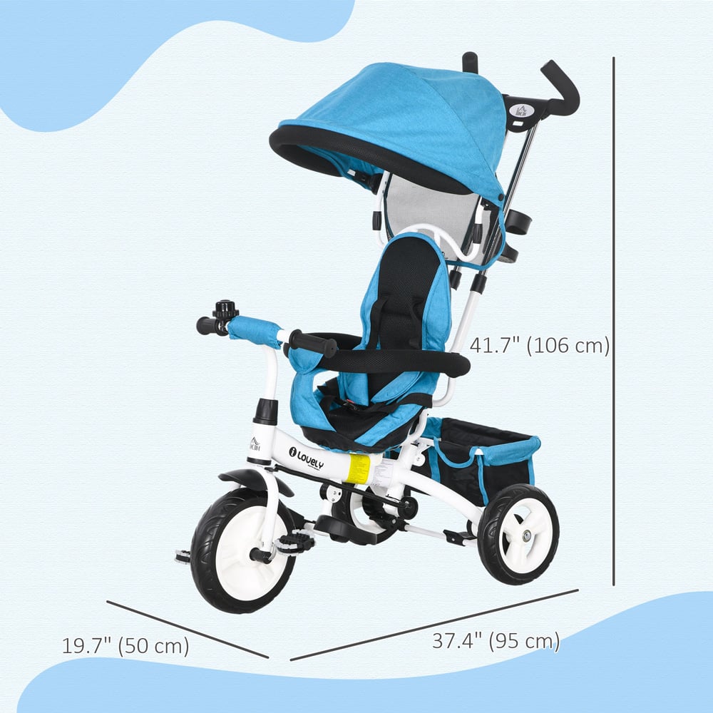 Tommy Toys 6-in-1 Blue Kids Trike with Parent Handle Image 9