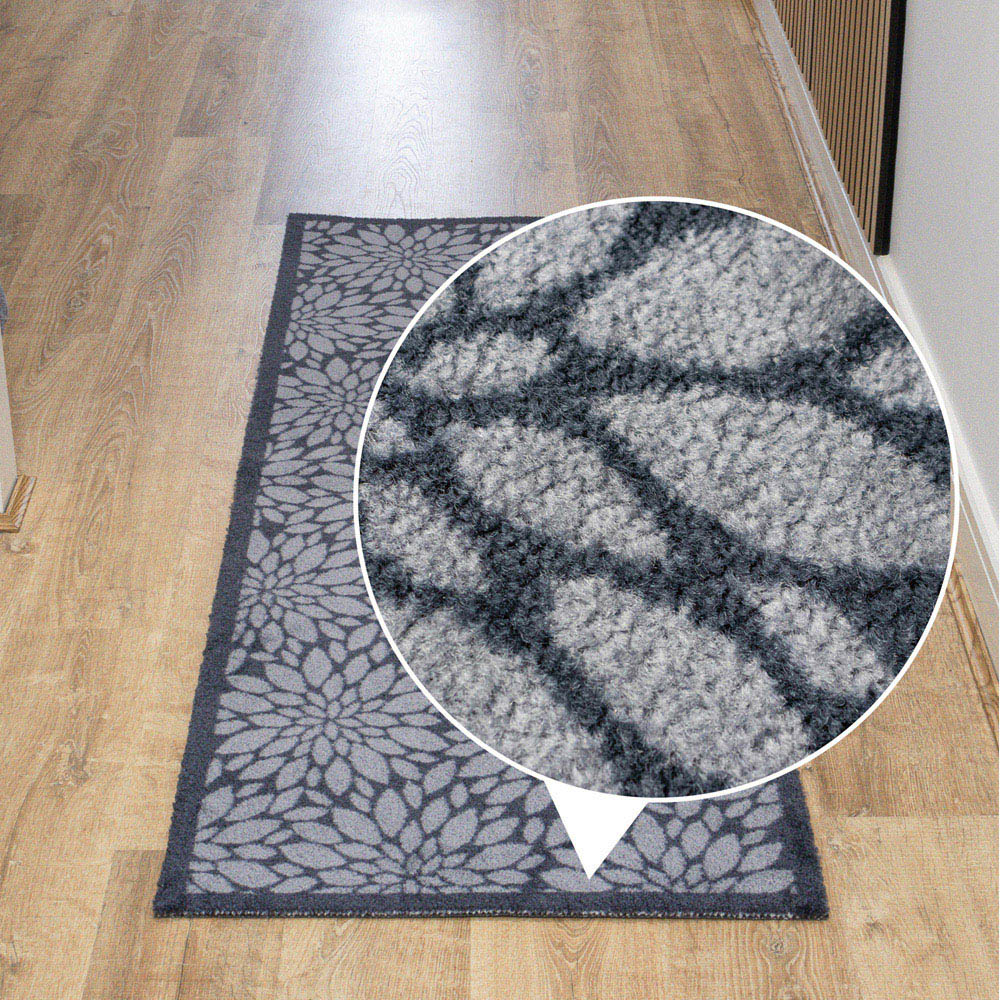 JVL Mega Grey Flowers Latex Backed Door Runner 57 x 150cm Image 5