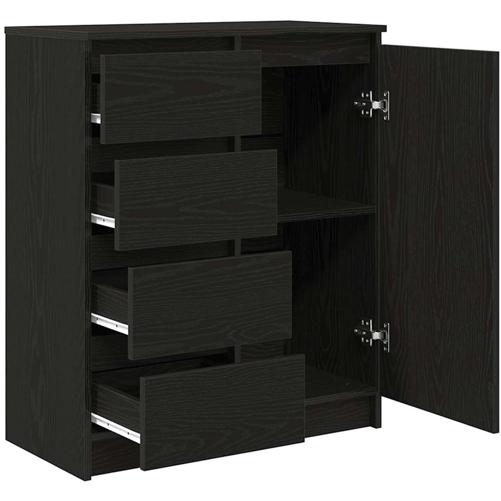 vidaXL Single Door 4 Drawer Black Wooden Sideboard Image 5