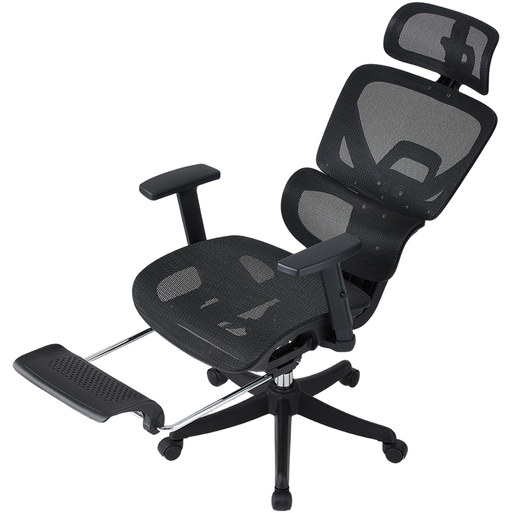 Living and Home Black Height Adjustable Mesh Office Chair with Footrest Image 2