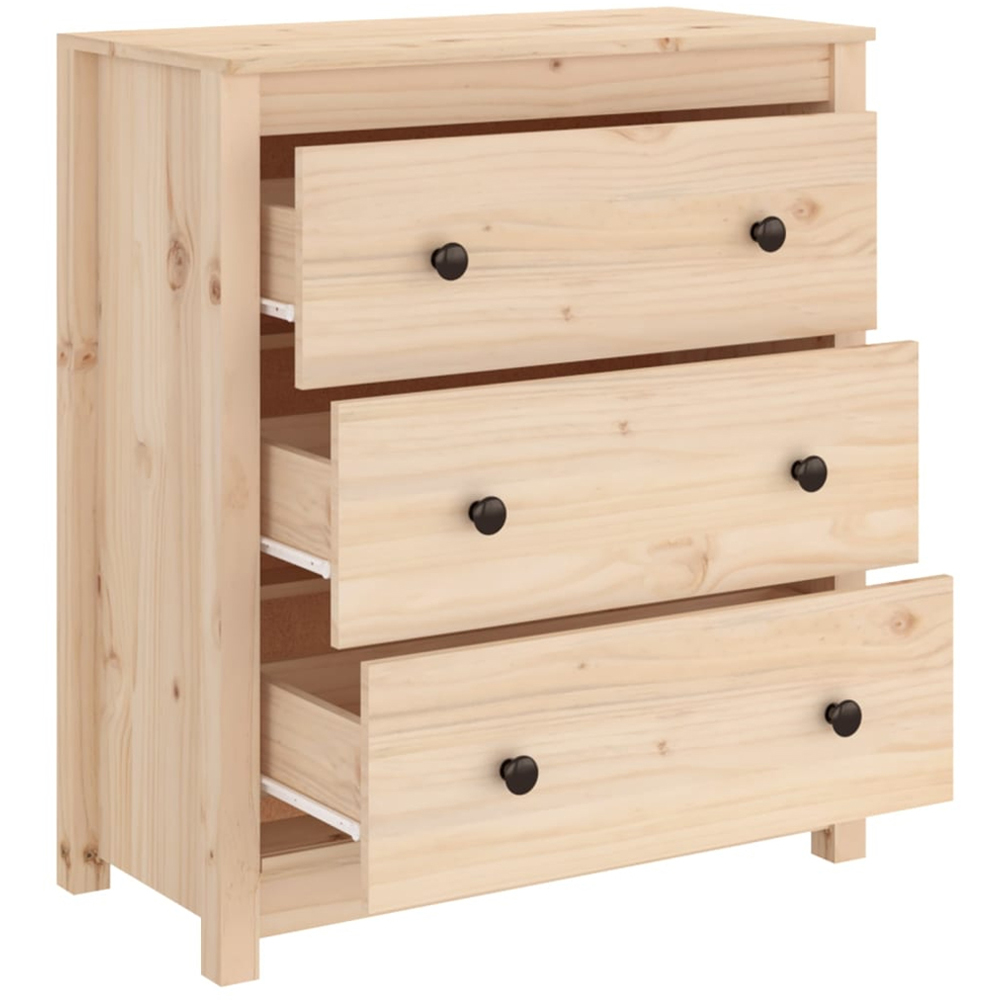vidaXL 3 Drawer Natural Solid Wood Pine Sideboard Image 7