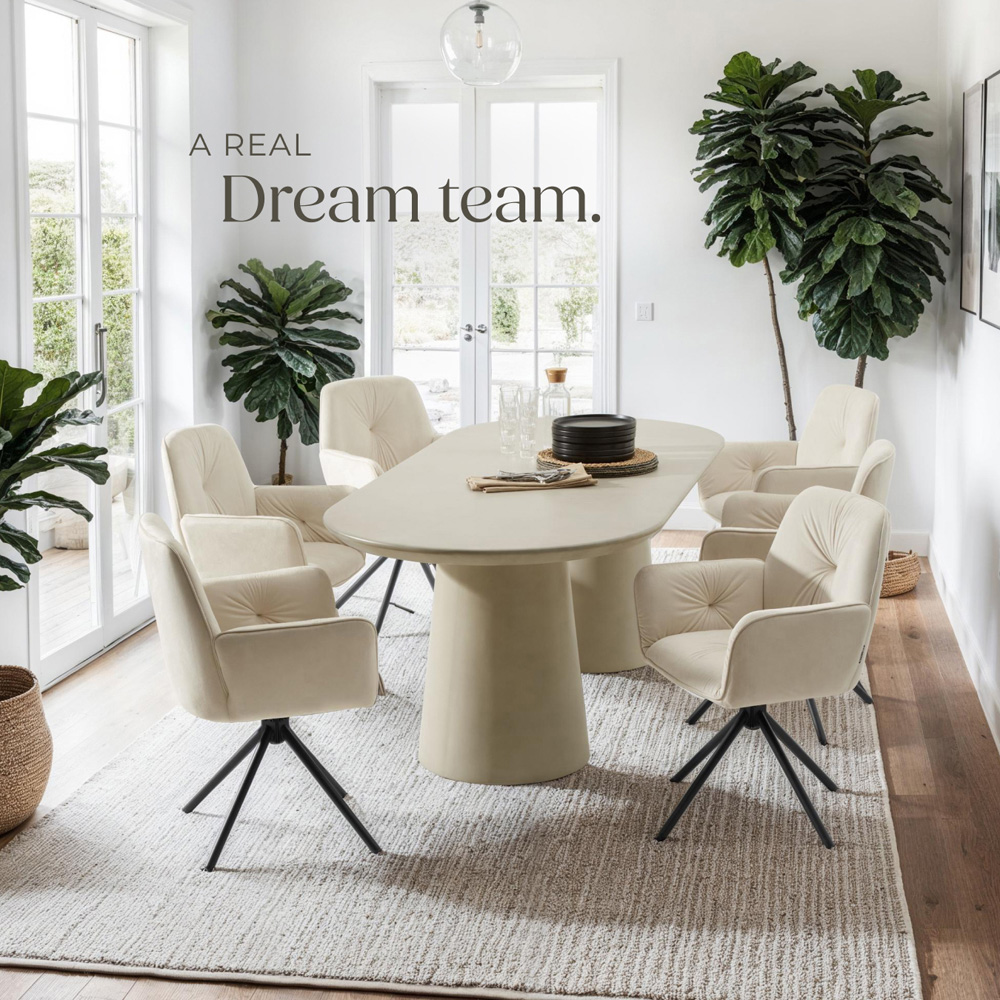 tectake Lenia Set of 2 Cream and Black Velvet Swivel Chair Image 8