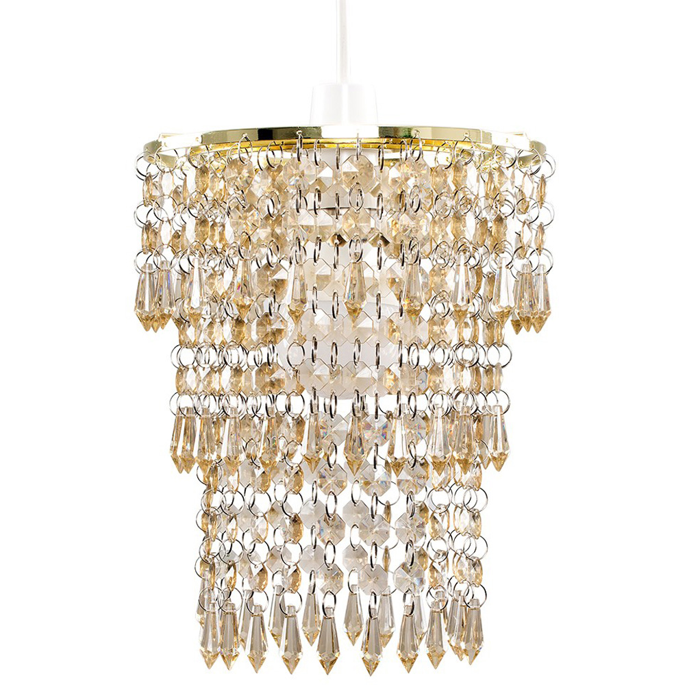 ValueLights 3 Tier Gold Acrylic Bead Droplet Ceiling Lamp Shade Image 1