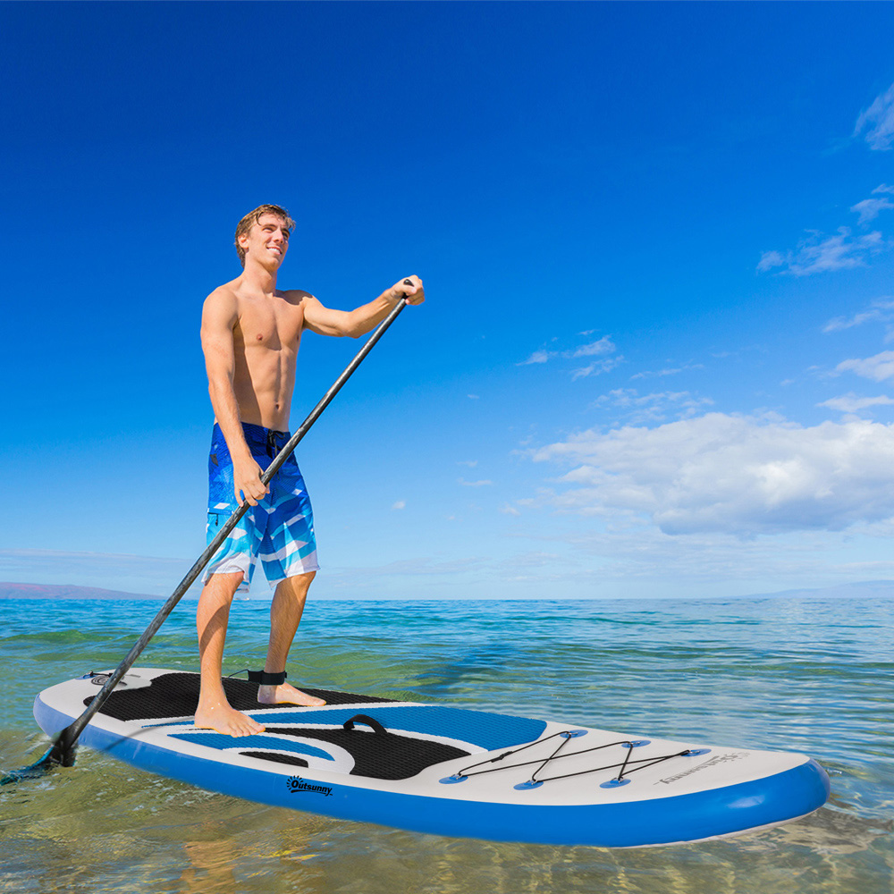 Outsunny White and Blue Inflatable Stand Up Paddle Board with Accessories 10ft 6 inch Image 2