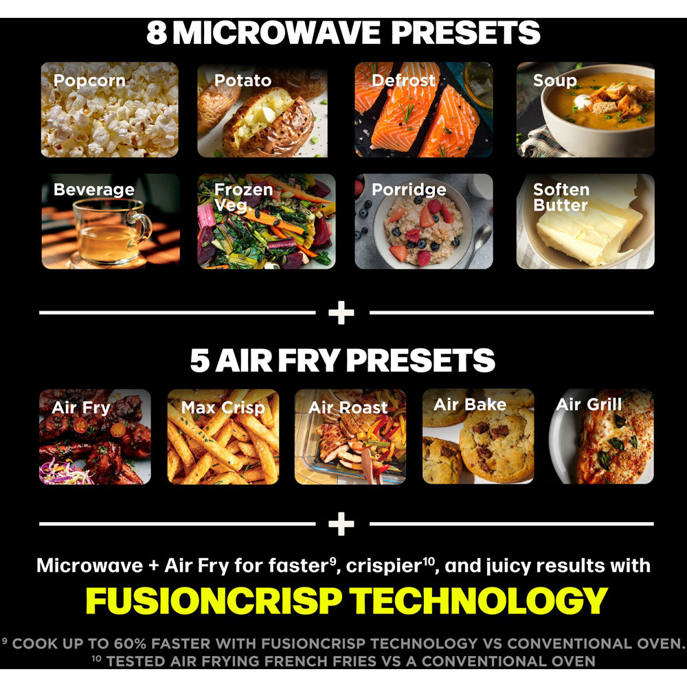 Ninja CRISPi MW101UKBK1 Black 5.2L Microwave Air Fryer and Oven with FusionCrisp Technology Image 7