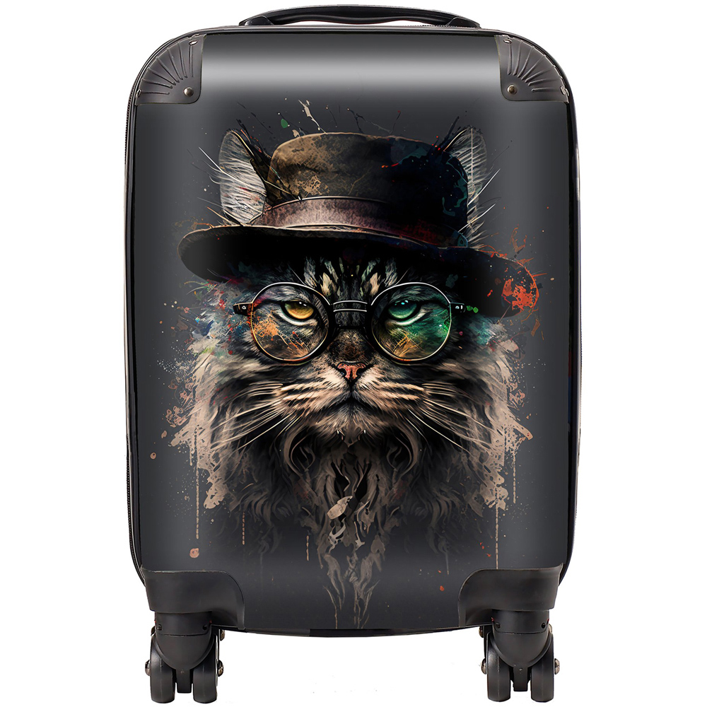 Warren Reed Designer Mini Cabin Maine Coon Cat With Glasses Splashart Suitcase Image 1