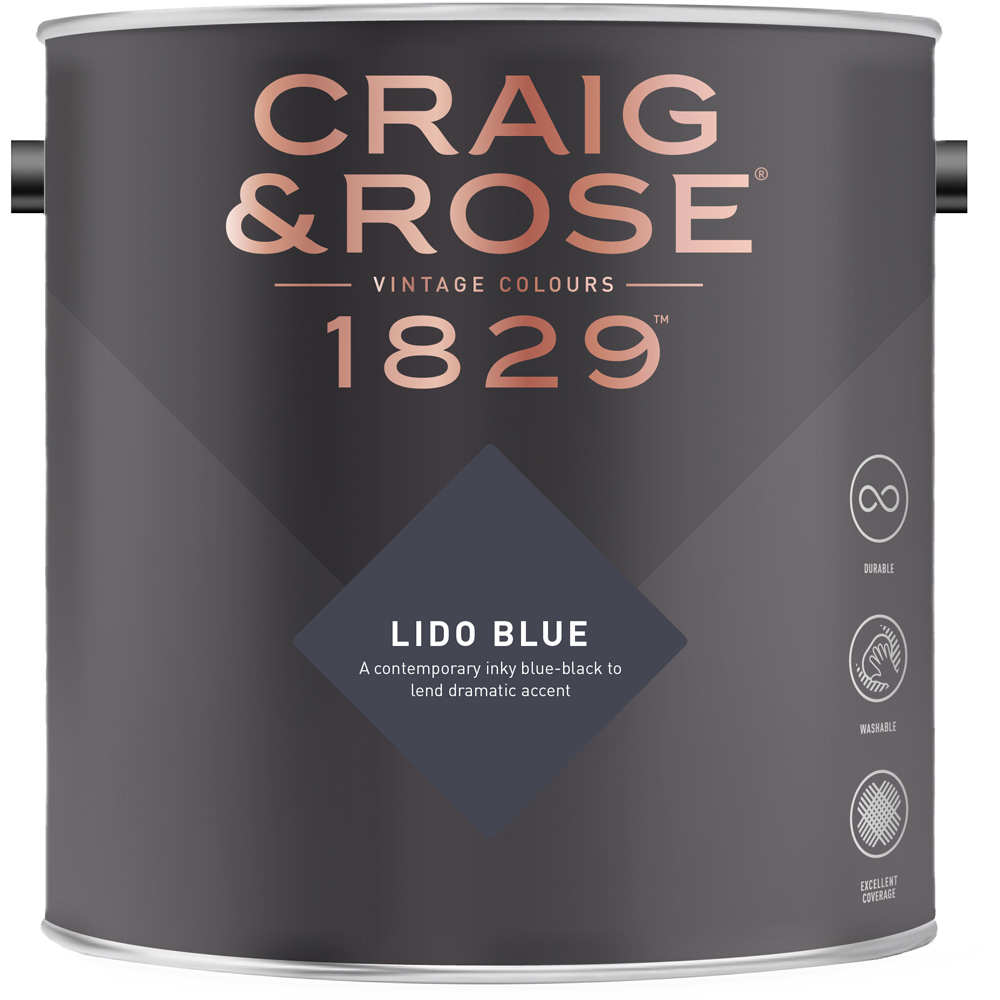 Craig & Rose Kitchen and Bathroom Lido Blue Eggshell Paint 2.5L Image 2
