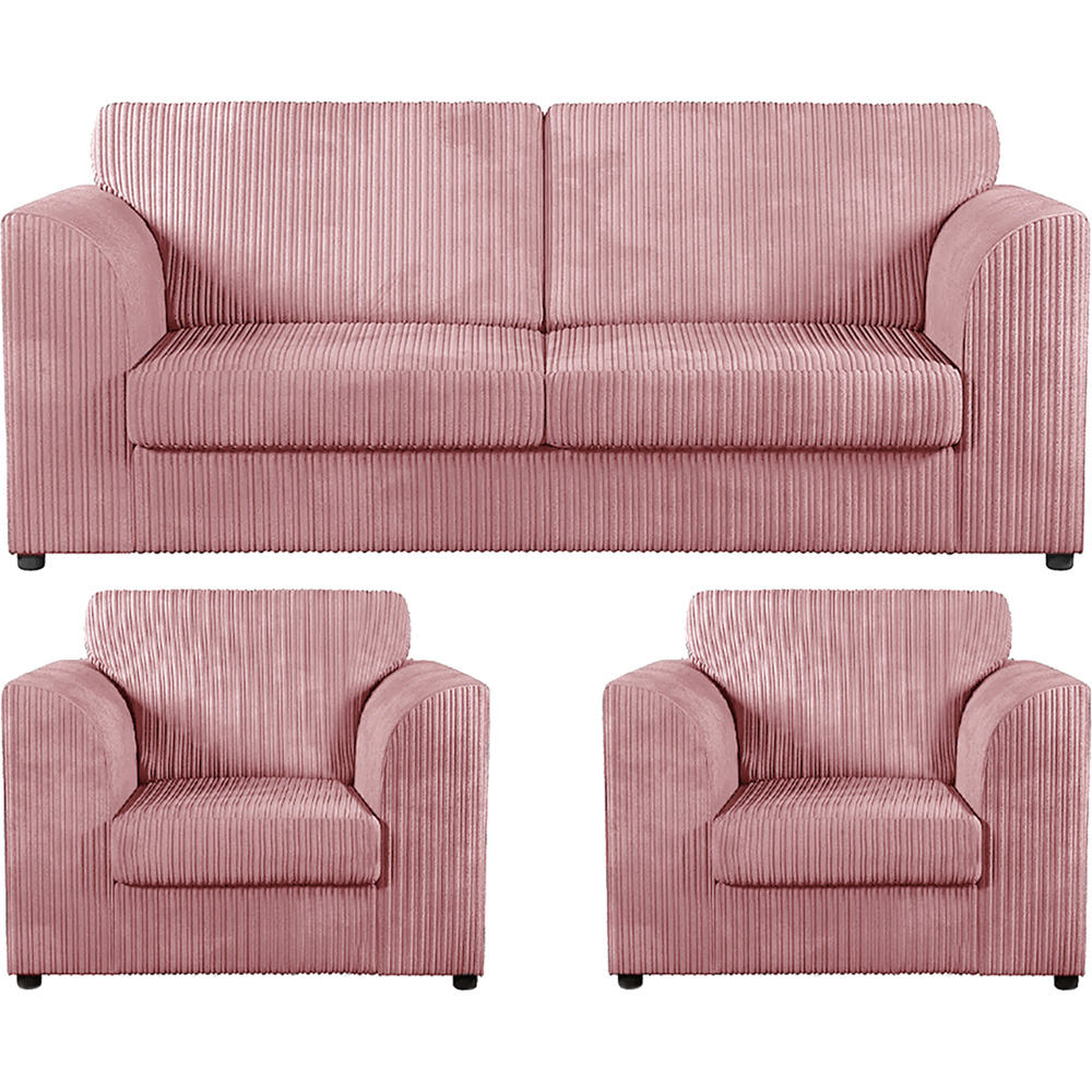 Luxor 5 Seater Pink Jumbo Cord Full Back Sofa Suite Image 2