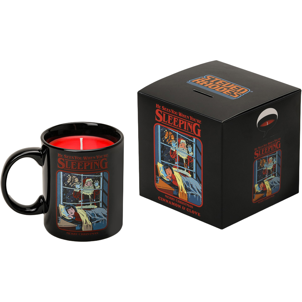 Steve Rhodes He Sees You When You're Sleeping Cinnamon and Clove Scented Candle with Black Mug Image 5