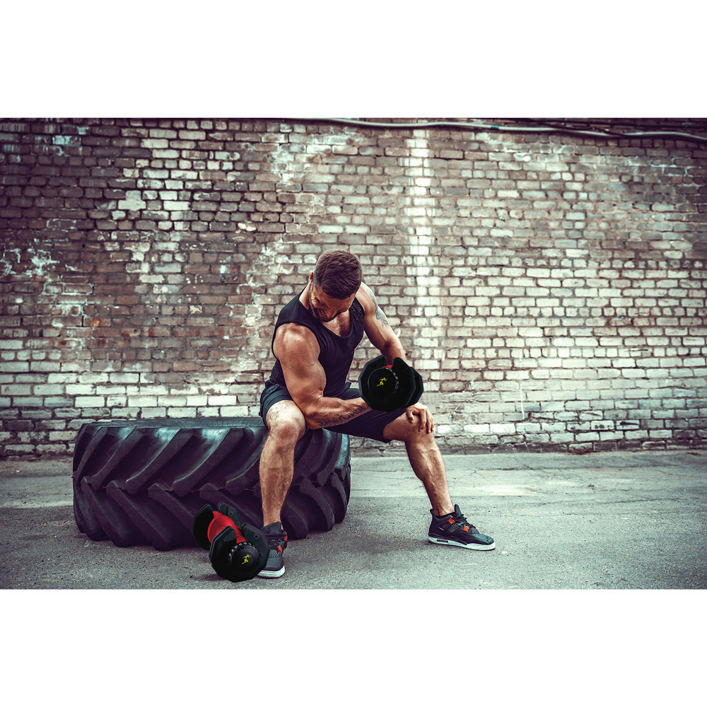 Strongology Urban25 Single Home Fitness Black Red Adjustable Dumbbell 2.5kg to 25kg Image 2