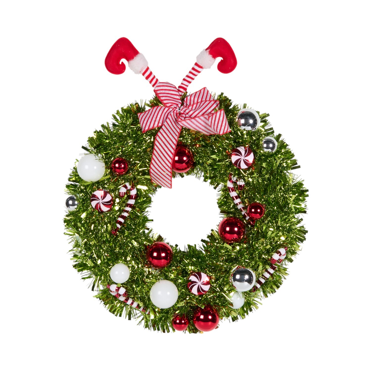 Novelty Elf Tinsel Wreath Green Image 1
