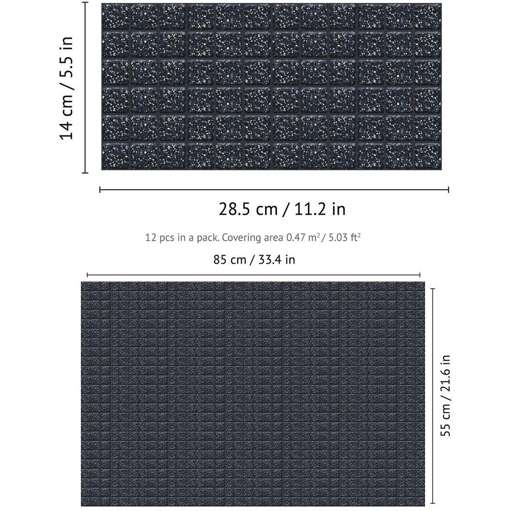 Walplus Terrazzo Silver Touch Dark Mosaic Wall Tile Sticker 12 Pack Image 6