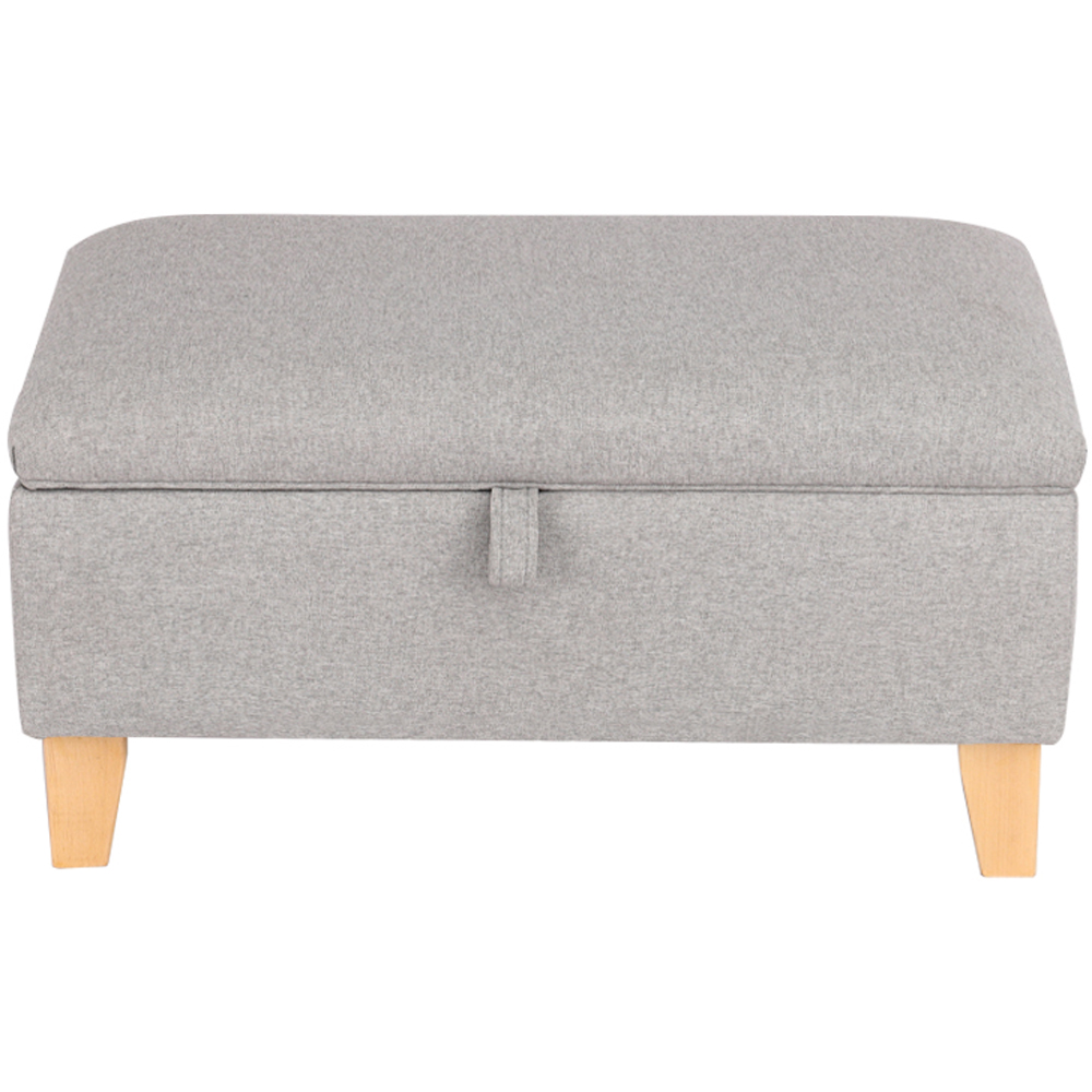 Living and Home Grey Linen Upholstered Storage Ottoman Image 3
