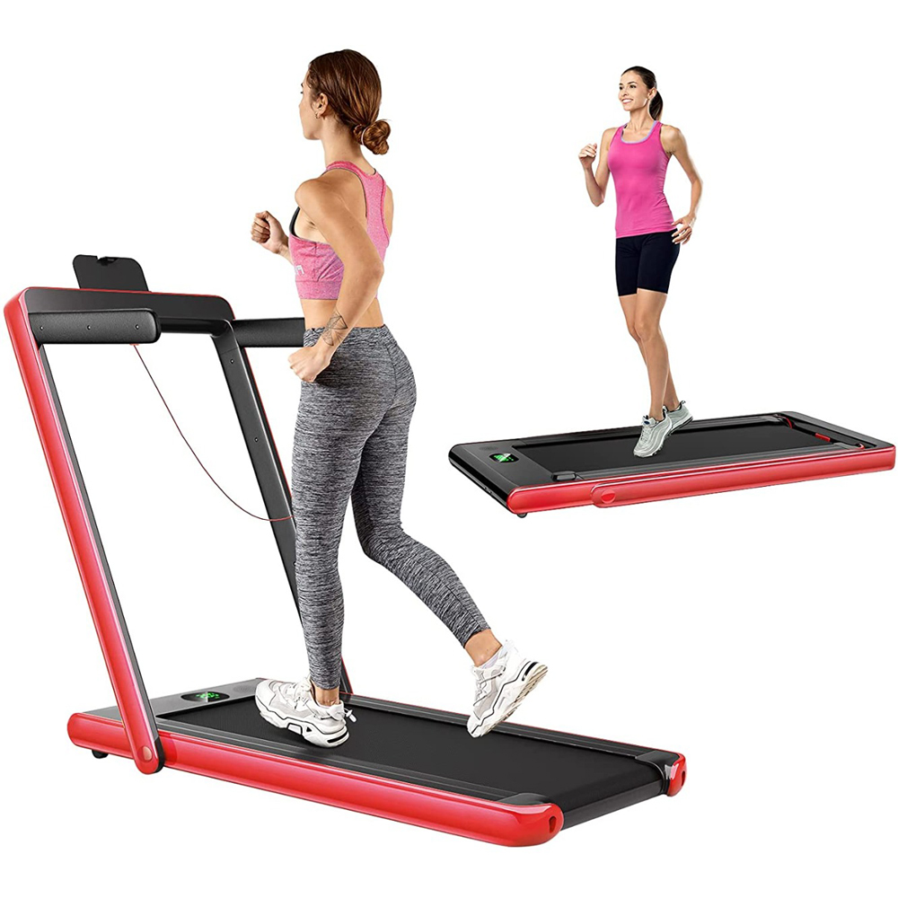 Costway 2 in 1 Red Foldable Electric Treadmill with Bluetooth Speaker Image 3
