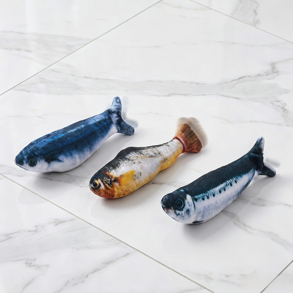 H&O Direct 3 Piece Multicolour Electric Flopping Fish Cat Toy Set Image 2