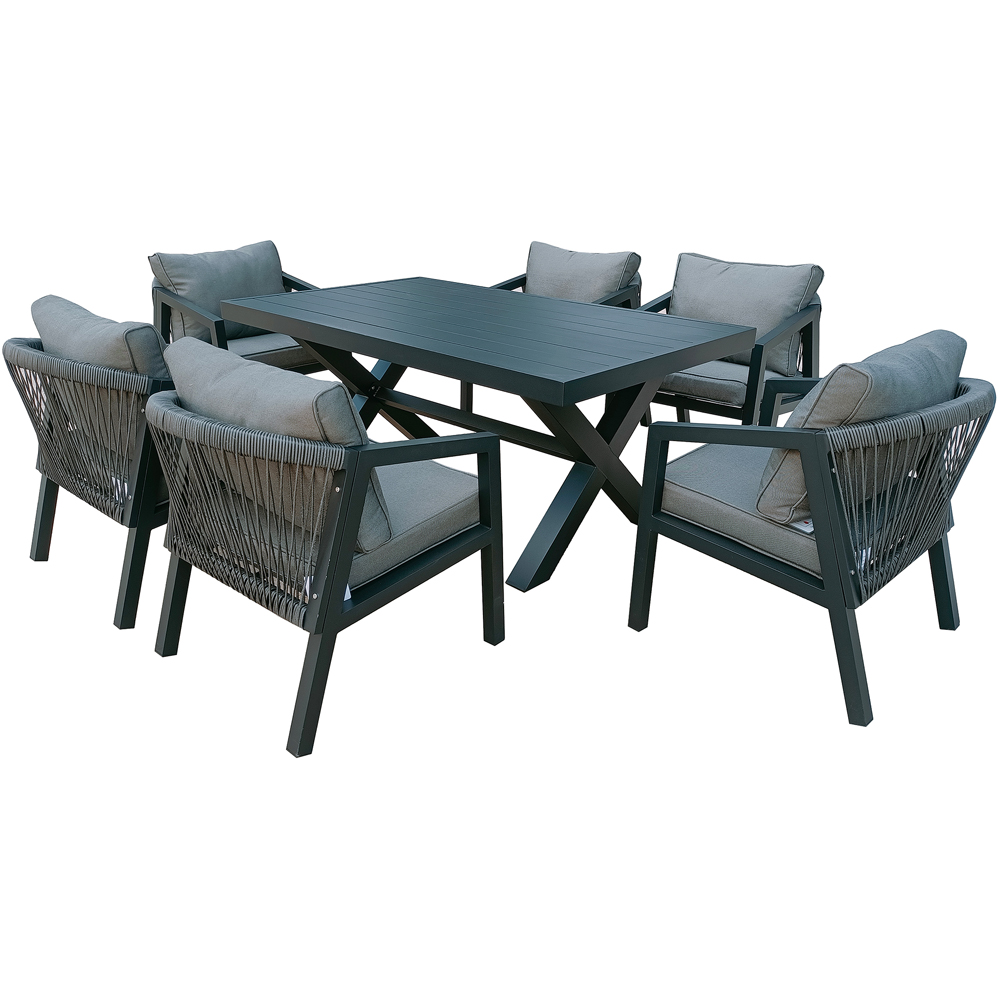 Furniture One 6 Seater Grey Aluminium Garden Dining Set Image 2