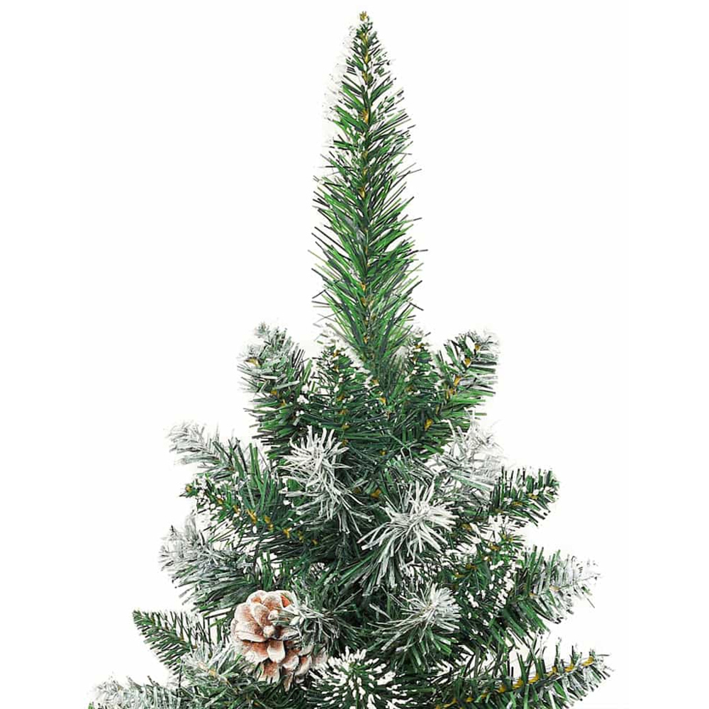 vidaXL Pre-Lit Warm White LED and Blue Baubles Green Slim Artificial Christmas Tree 8ft Image 6