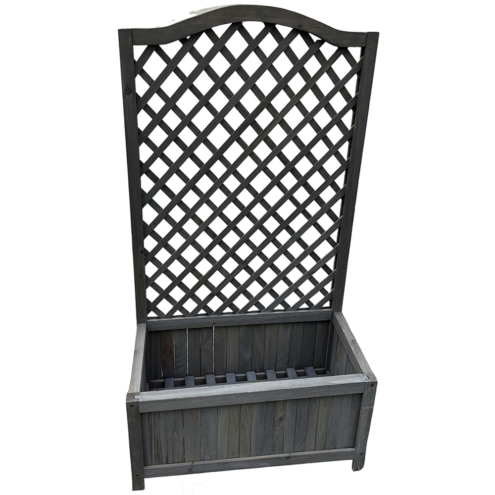 Gr8 Garden Grey Wooden Lattice Planter Lattice with Trellis Image 1