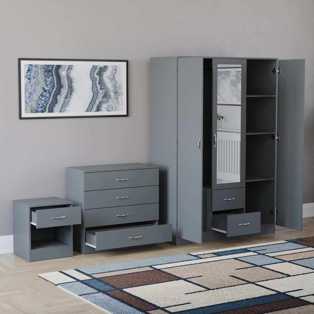 VIDA DESIGNS Riano Grey 3 Piece Bedroom Furniture Set Image 4