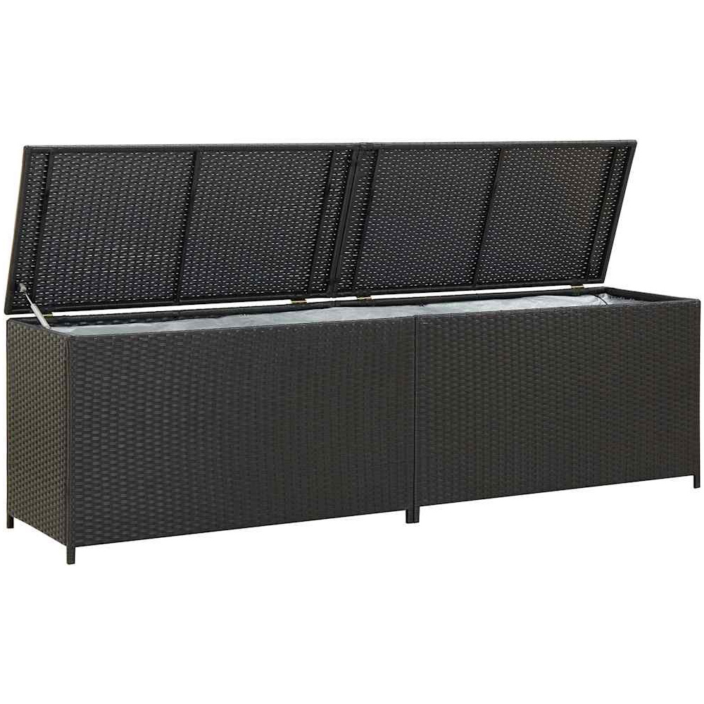 Walplus 200 x 50 x 60cm Black Poly Rattan Garden Storage Box Image 4