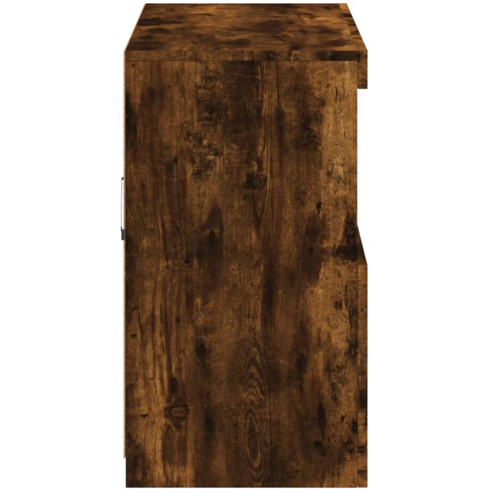 vidaXL 2 Door 4 Shelf Smoked Oak Sideboard with LED Lights Image 8