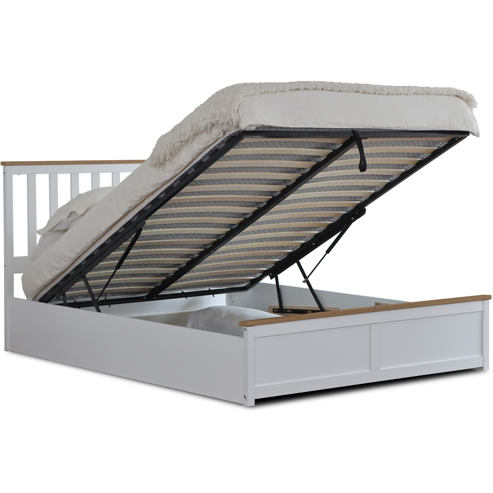 Comfy Living King Size White Gas Lift Ottoman Bed Image 3