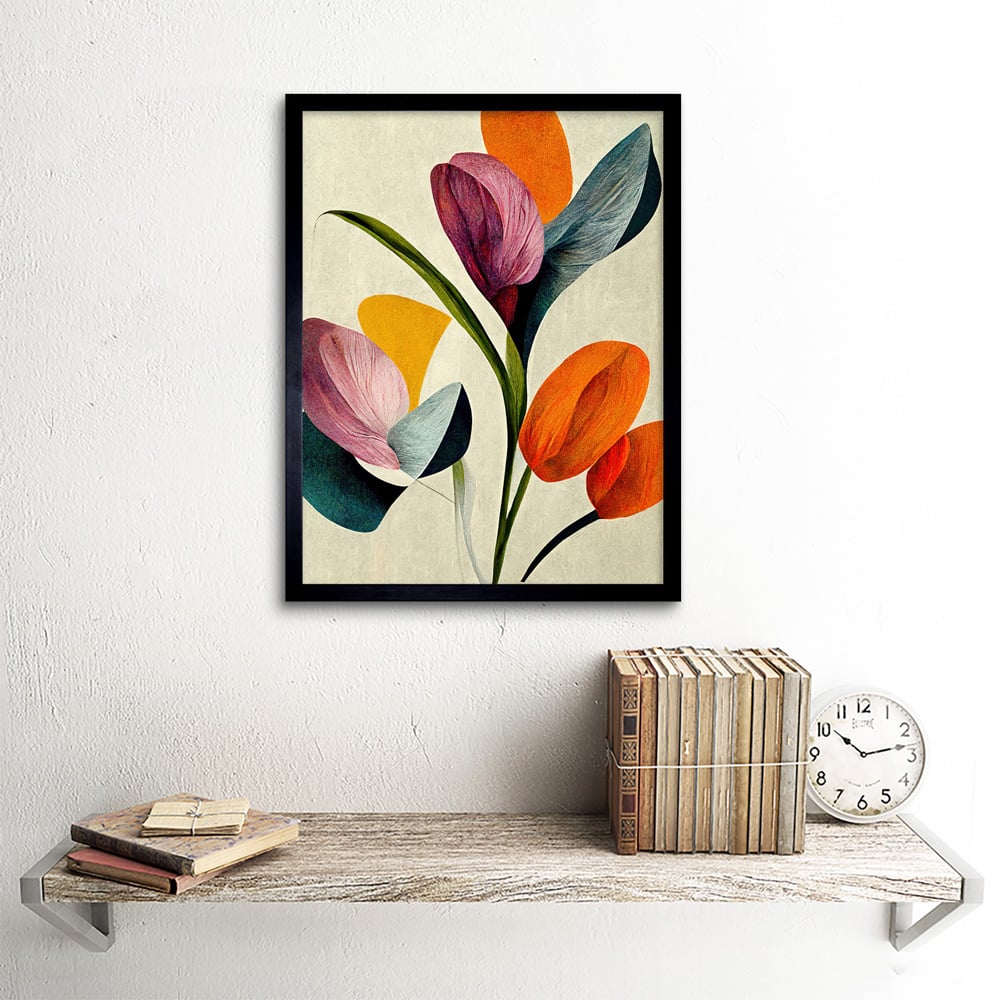 Wee Blue Coo Bold Boho Coral Mustard Spring Framed Wall Art Print 30 x 41cm Image 2