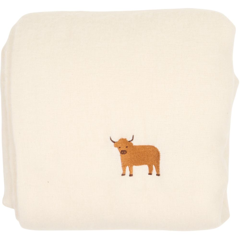 Highland Cow Embroidered Mohair Throw Neutral Image 1