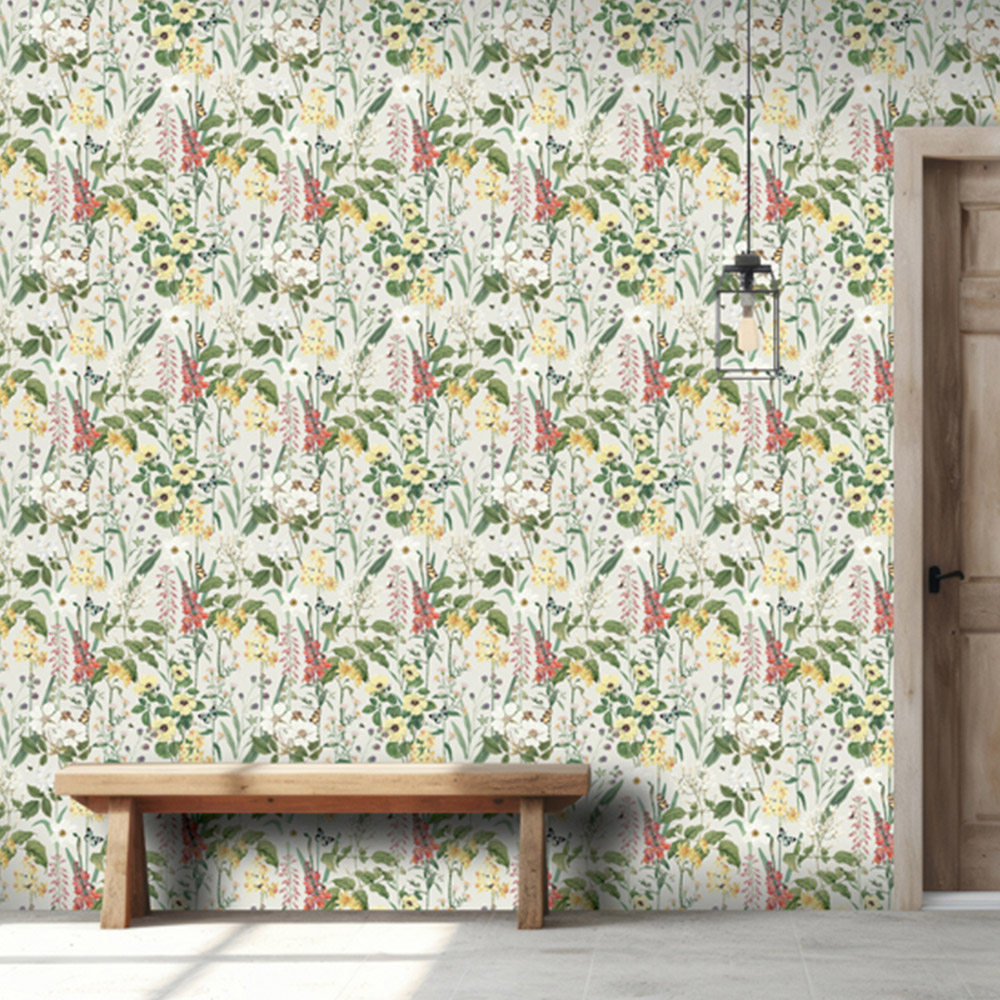 RHS Flower Medley Cream Wallpaper Image 5