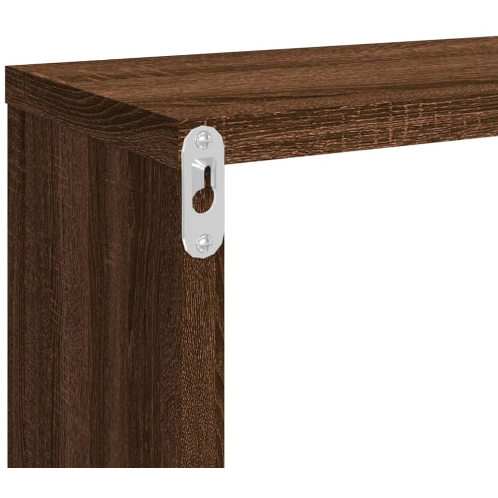 vidaXL 80cm Set of 2 Brown Oak Cube Floating Wall Shelf Image 7