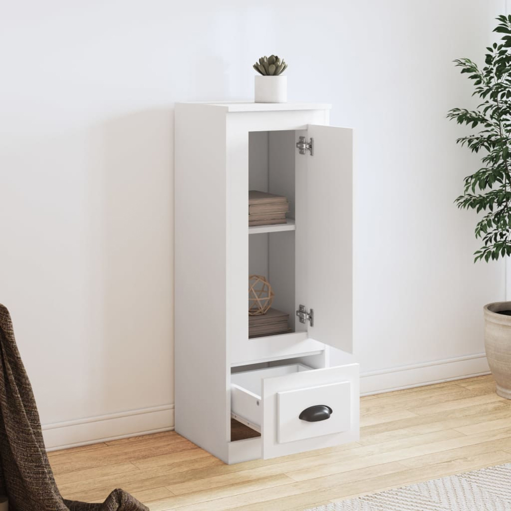 vidaXL Single Door Single Drawer White Highboard Image 8