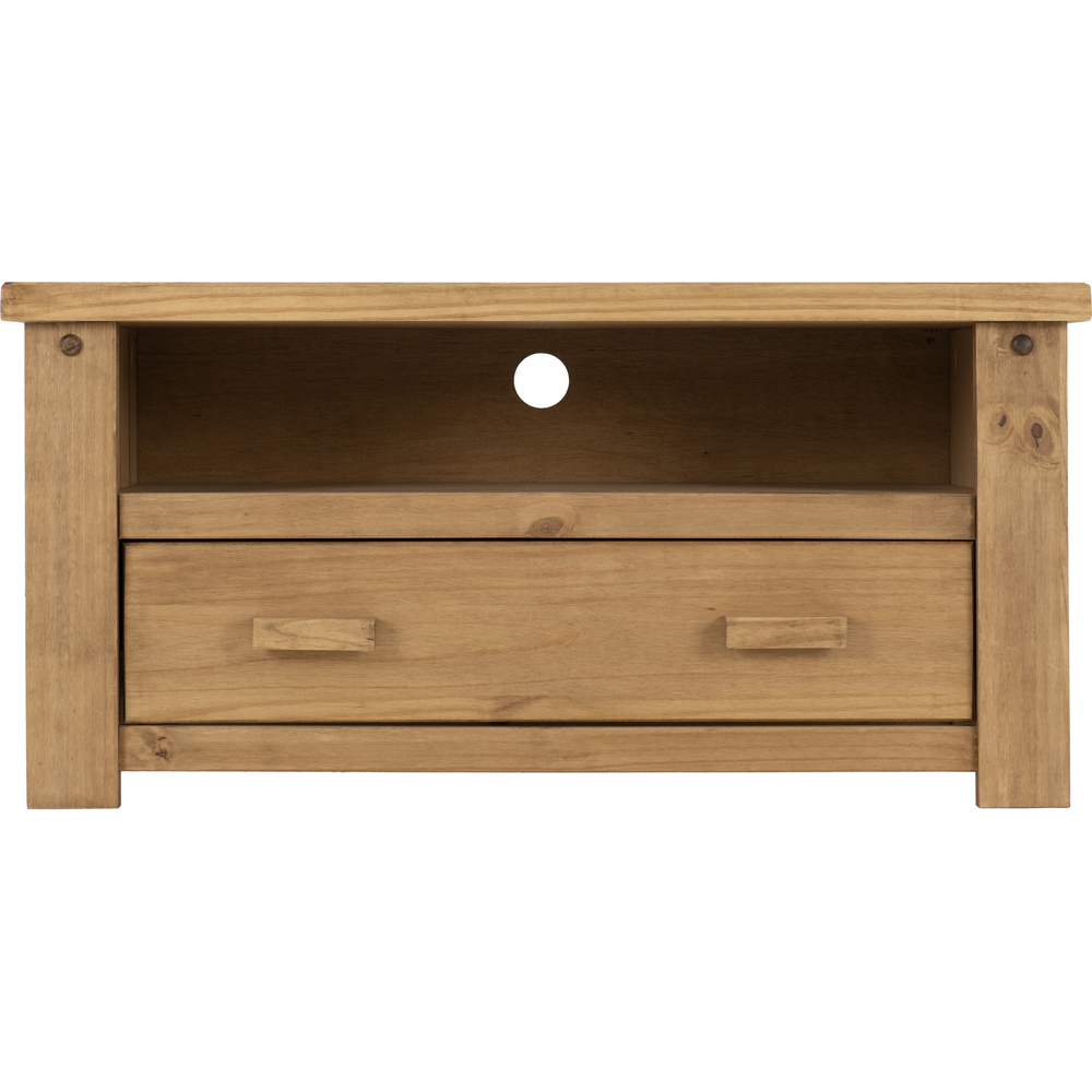 Seconique Tortilla Single Drawer Distressed Waxed Pine TV Unit Image 3