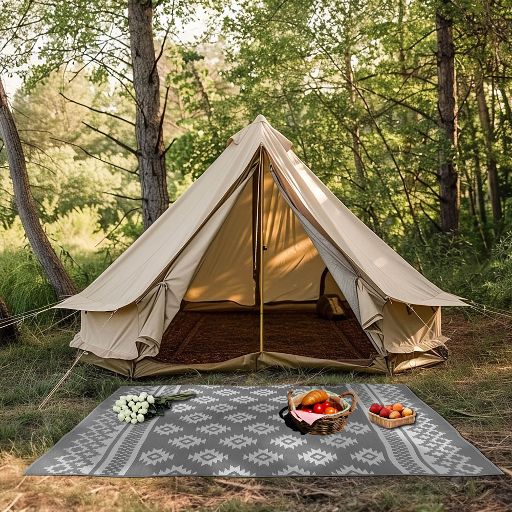 Green Decore Riffle Camping and Picnic Sharksin Grey and White Rug 270 x 360cm 2 Pack Image 5