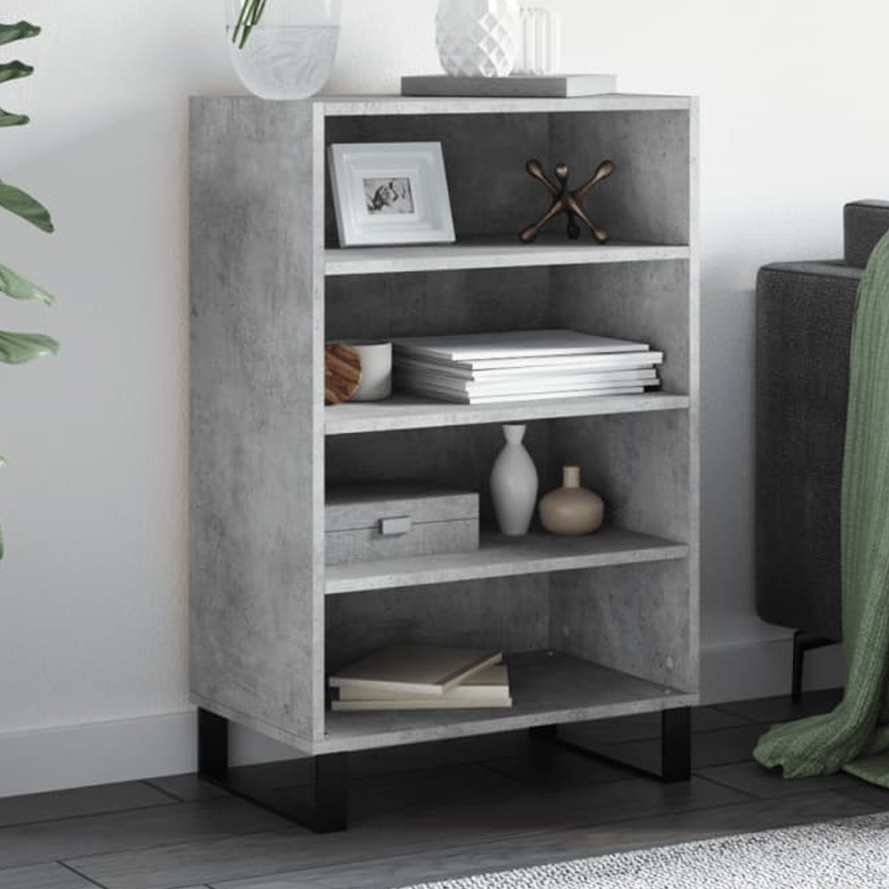 vidaXL 4 Shelf Concrete Grey Small Highboard Image 1