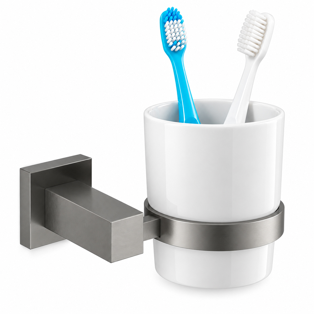 Go Bathrooms Froma Gunmetal Grey Wall Mounted Ceramic Tumbler with Holder Image 2